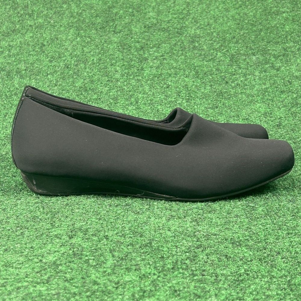 Vionic Powell Demi Wedge Loafer Black Orthaheel Slip on Shoes Womens 10 Low Heel - Picture 2 of 11